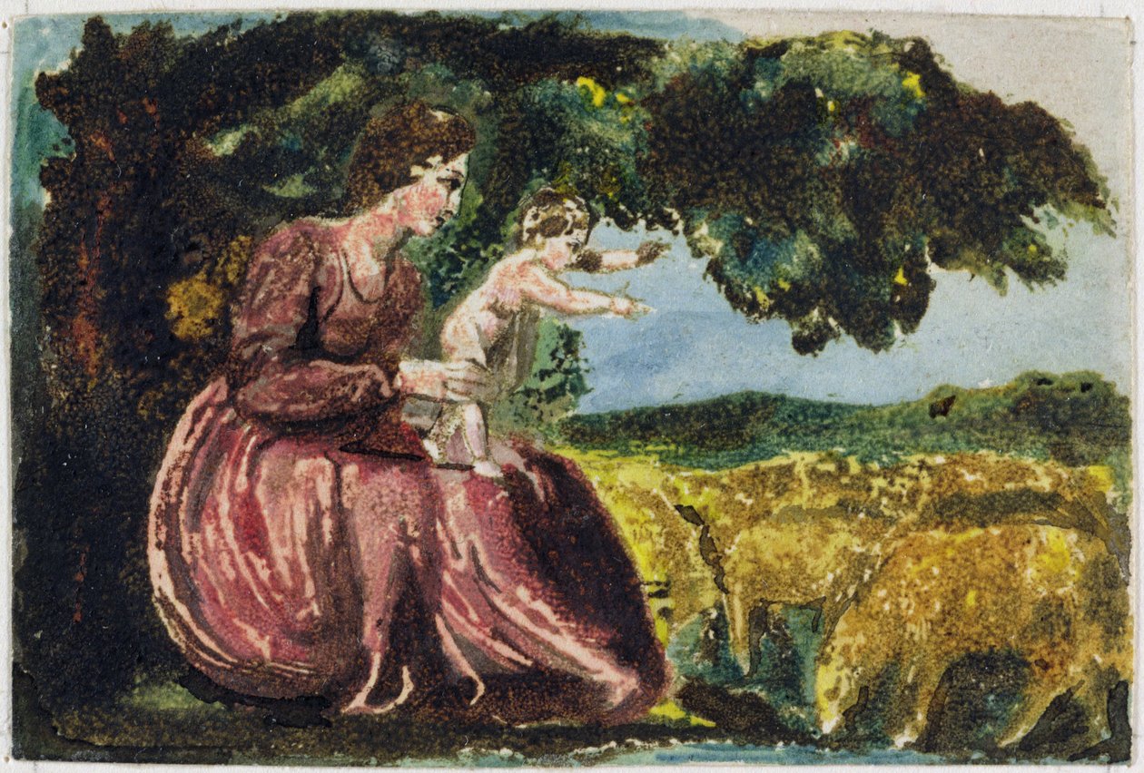 الربيع ، من "أغاني البراءة" ، 1789 (نقش بارز مطبوع بالألوان مع مرحاض على ورق) بواسطة وليام بليك