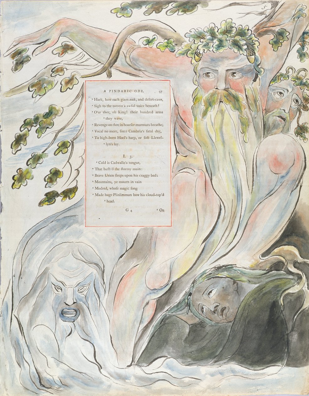 The Bard: A Pindaric Ode ، التصميم 57 من "The Poems of Thomas Gray" ، 1797-98 (مرحاض مع قلم وحبر على ورق) بواسطة وليام بليك