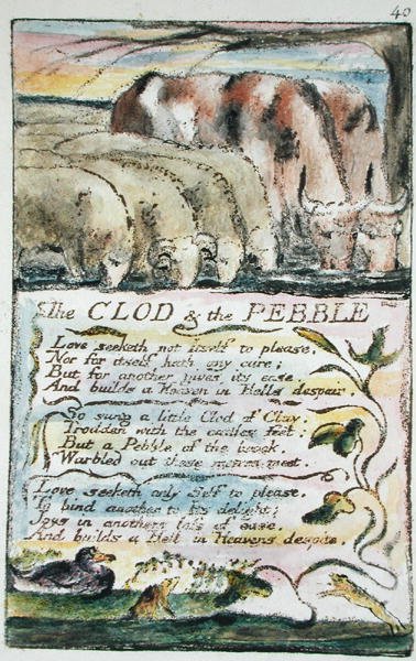 The Clod & the Pebble ، اللوحة 40 (Bentley 32) من أغاني البراءة والخبرة (Bentley Copy L) 1789-94 (النقش البارز بالقلم والمرحاض) بواسطة وليام بليك