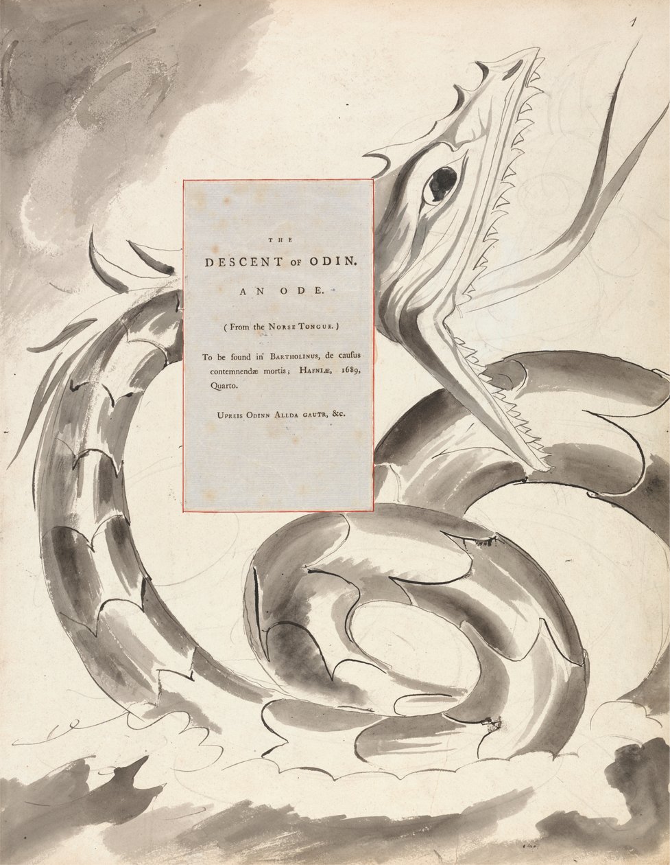 نزول أودين ، تصميم 77 من قصائد توماس غراي ، 1797-98 (مرحاض بالقلم والحبر على الورق) بواسطة وليام بليك