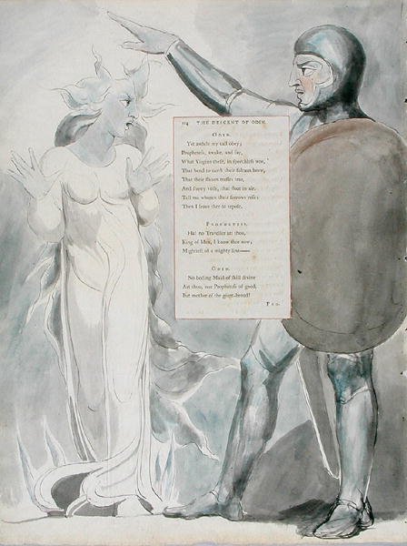 نزول أودين ، تصميم 84 من قصائد توماس غراي ، 1797-98 (مرحاض بالقلم والحبر على الورق) بواسطة وليام بليك