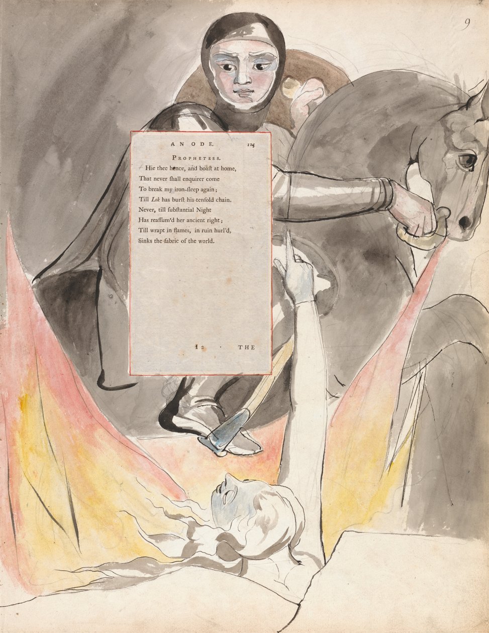 نزول أودين ، تصميم 85 من قصائد توماس غراي ، 1797-98 (مرحاض بالقلم والحبر على الورق) بواسطة وليام بليك