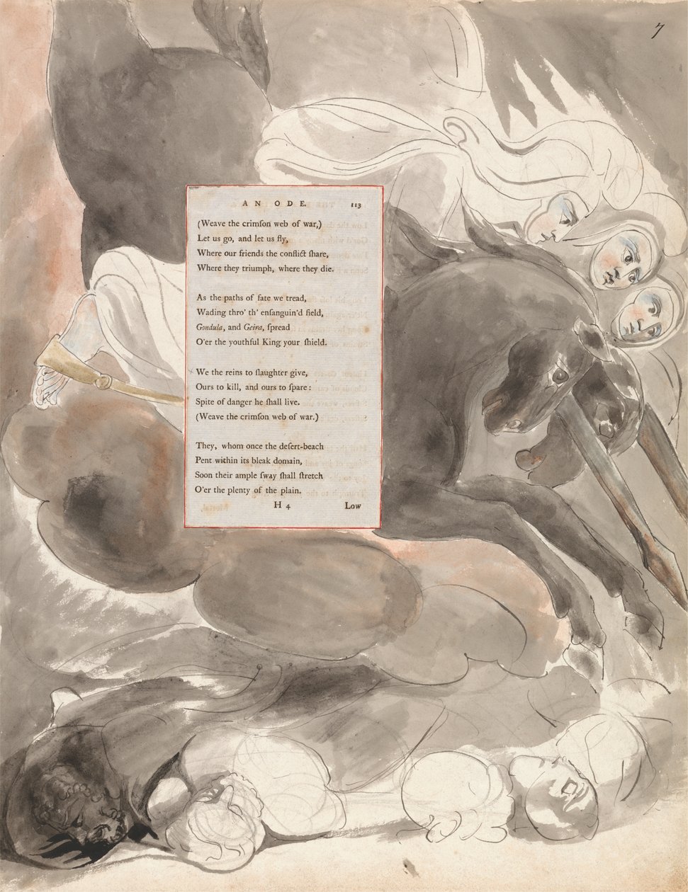 The Fatal Sisters ، التصميم 63 من قصائد توماس غراي ، 1797-98 (مرحاض بالقلم والحبر على الورق) بواسطة وليام بليك