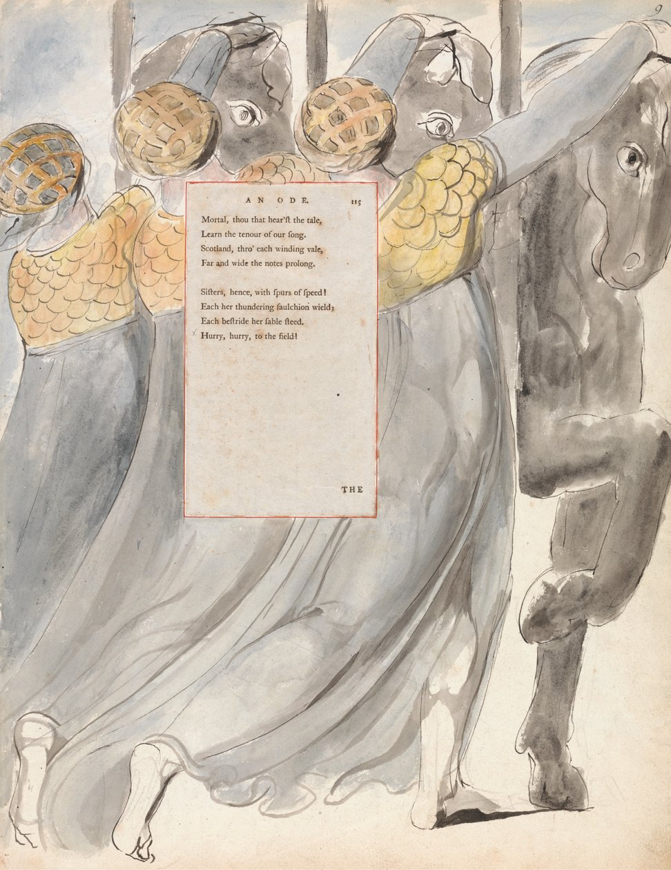 The Fatal Sisters ، التصميم 75 من قصائد توماس غراي ، 1797-98 (مرحاض بالقلم والحبر على الورق) بواسطة وليام بليك