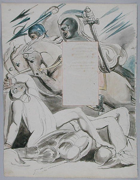 الأخوات القاتلات ، التصميم 76 من قصائد توماس غراي ، 1797-98 (مرحاض بالقلم والحبر على الورق) بواسطة وليام بليك