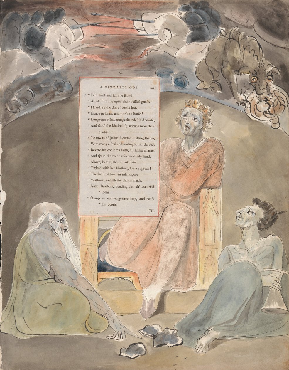 قصائد توماس جراي ، تصميم 61 ، The Bard. بواسطة وليام بليك