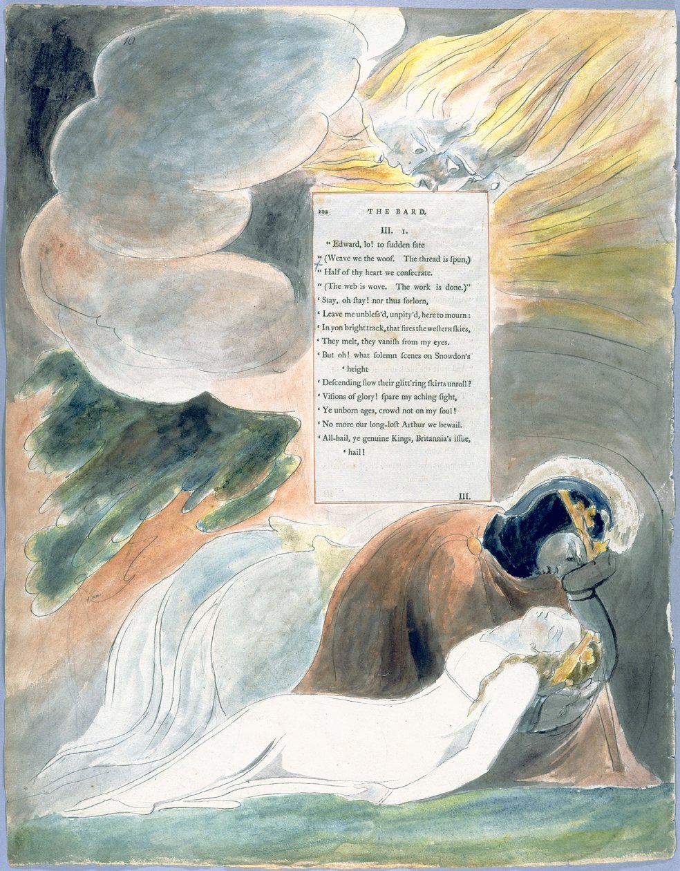 قصائد توماس جراي ، التصميم 62 The Bard 10 بواسطة وليام بليك