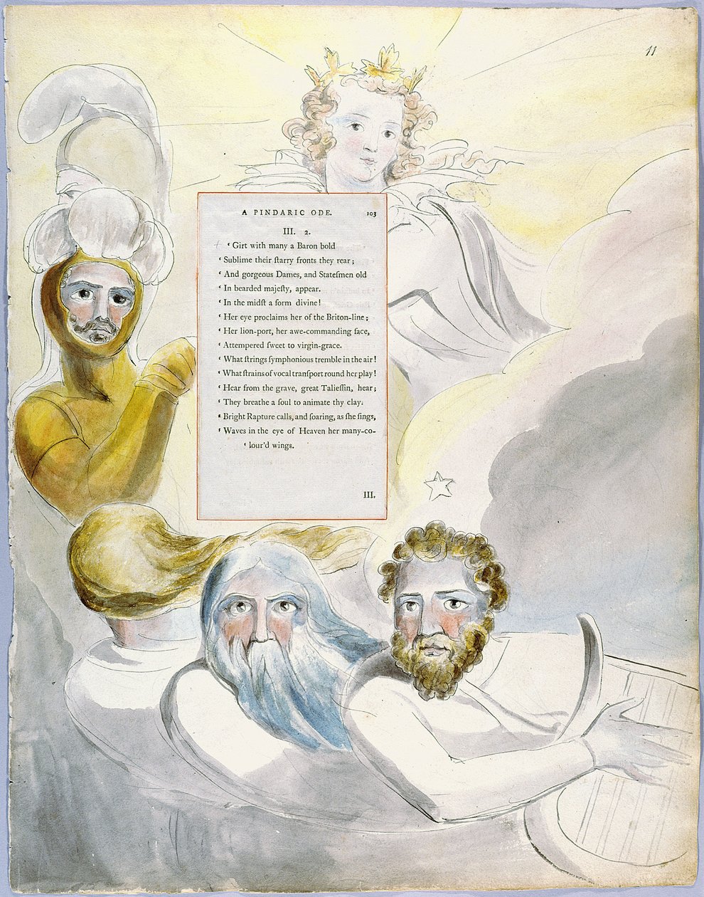 قصائد توماس جراي ، التصميم 63 The Bard 11 بواسطة وليام بليك