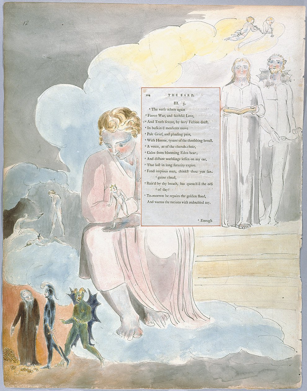 قصائد توماس جراي ، التصميم 64 The Bard 12 بواسطة وليام بليك