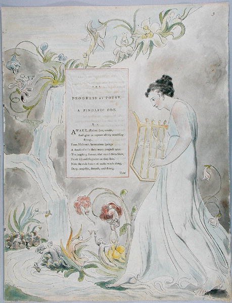 تقدم Poesy ، تصميم 43 من قصائد توماس غراي ، 1797-98 (مرحاض مع قلم وحبر أسود على ورق) بواسطة وليام بليك