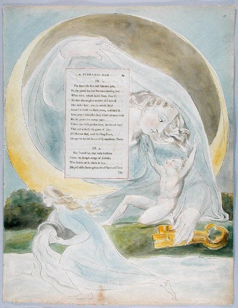 تقدم Poesy ، تصميم 49 من قصائد توماس غراي ، 1797-98 (مرحاض مع قلم وحبر أسود على ورق) بواسطة وليام بليك