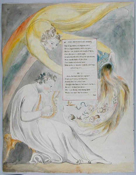 تقدم Poesy ، تصميم 50 من قصائد توماس غراي ، 1797-98 (مرحاض مع قلم وحبر أسود على ورق) بواسطة وليام بليك