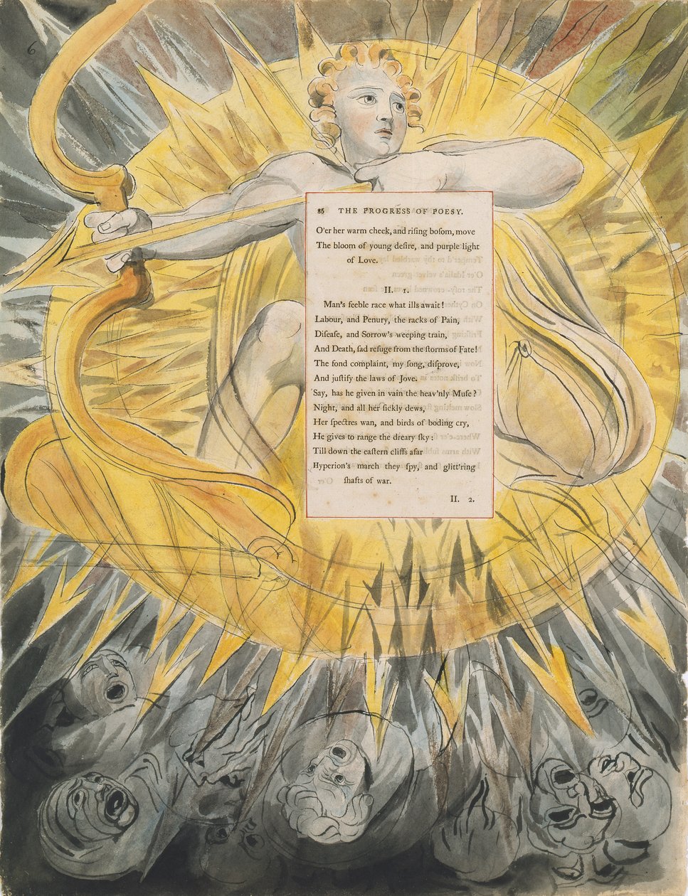تقدم Poesy ، من "قصائد توماس غراي" ، المنشور 1797-98 (مرحاض وحبر أسود على ورق) بواسطة وليام بليك