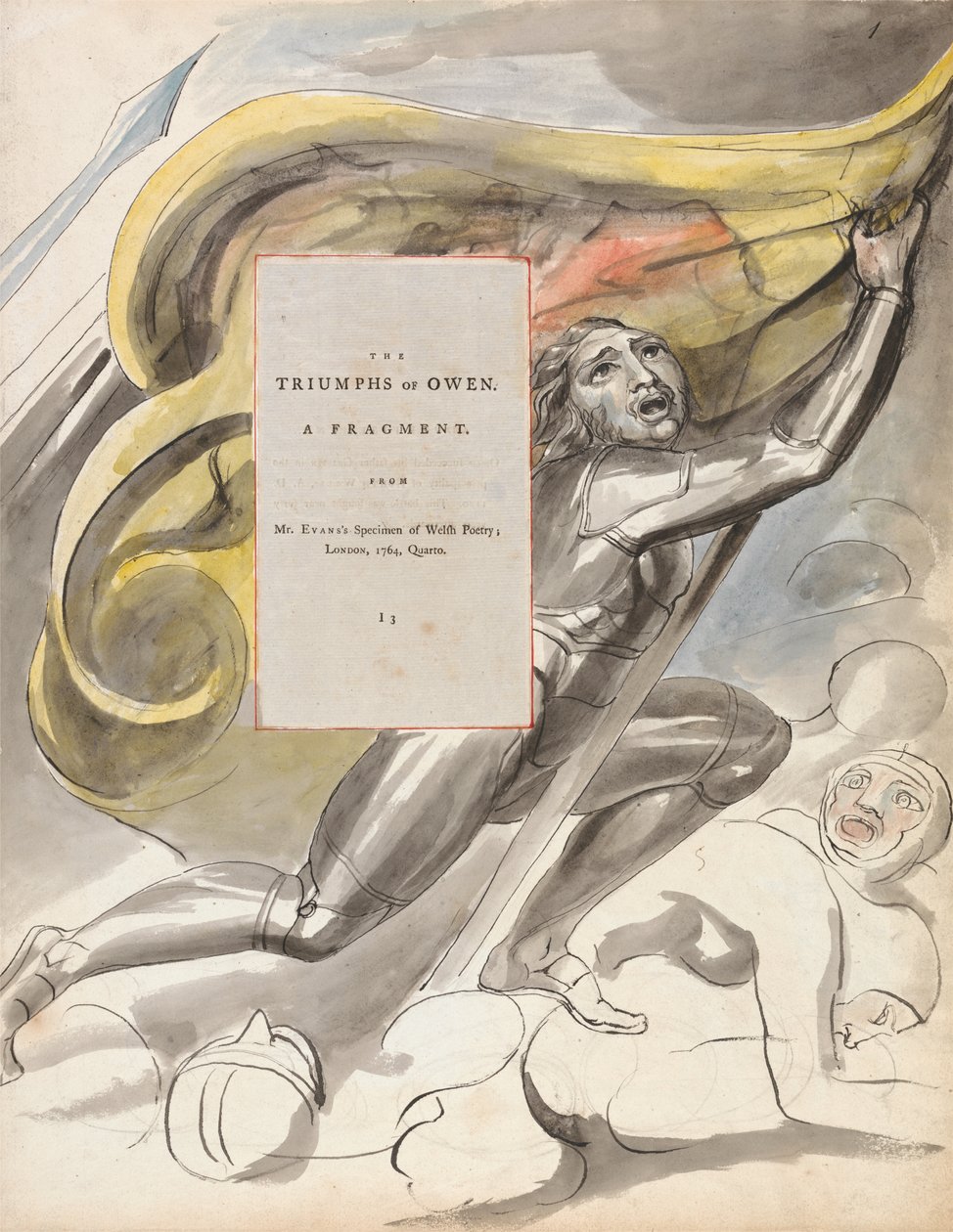 انتصارات أوين ، تصميم 87 من قصائد توماس غراي ، 1797-98 (مرحاض بالقلم والحبر على الورق) بواسطة وليام بليك