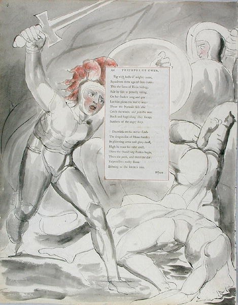 انتصارات أوين ، تصميم 90 من قصائد توماس غراي ، 1797-98 (مرحاض بالقلم والحبر على الورق) بواسطة وليام بليك