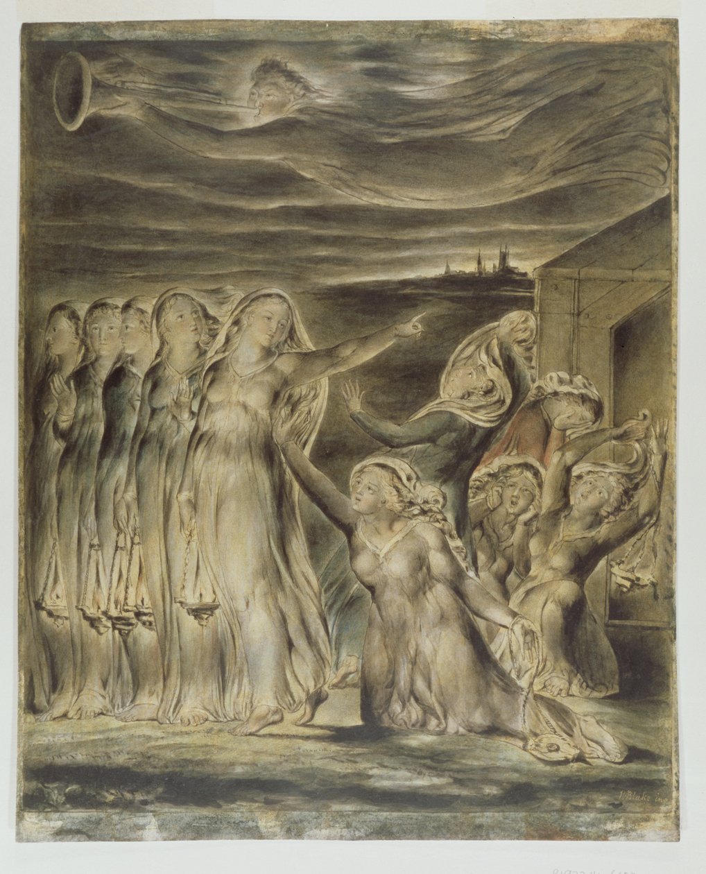 العذارى الحكيمون والجاهلون ، c.1822 (مرحاض وقلم على الورق) بواسطة وليام بليك