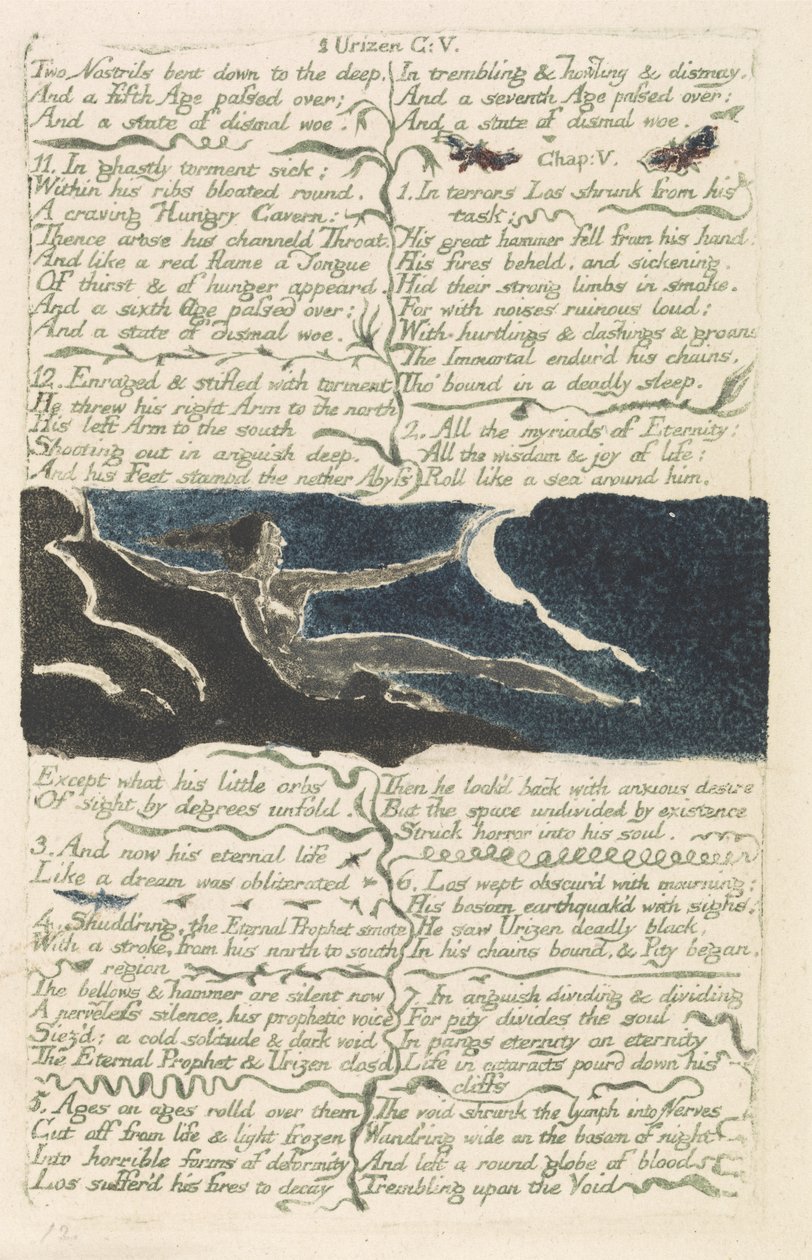 ينحني ختان من الأنف إلى الأعماق ... ، اللوحة 11 من الكتاب الأول لأوريزين ، 1794 (نقش بارز مطبوع بالألوان بالألوان المائية) بواسطة وليام بليك