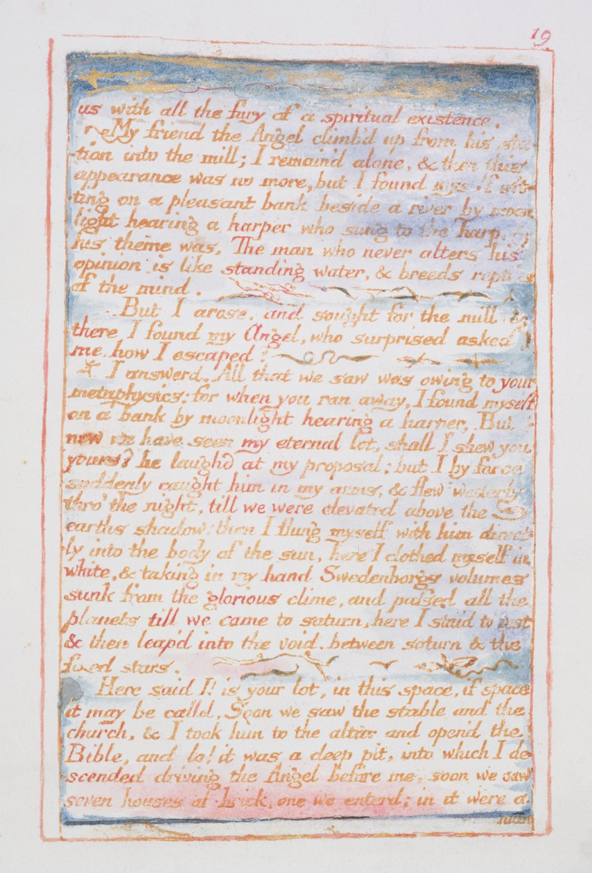 لنا مع كل غضب وجود spirtual ... ، نص من The Girl of Heaven and Hell ، c.1790-3 (النقش البارز انتهى بالقلم والألوان المائية) بواسطة وليام بليك