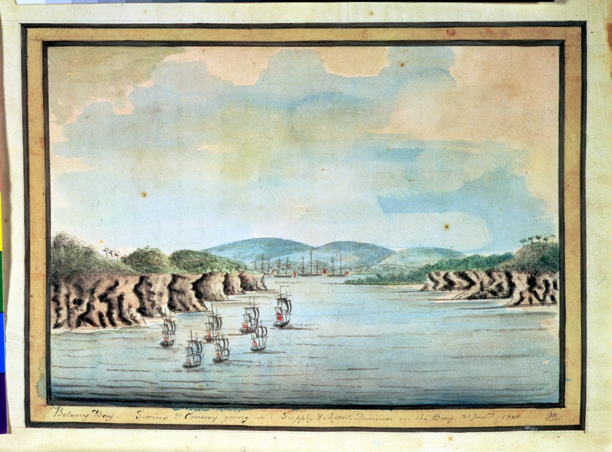 "سيريوس" وقافلة ، قسم الإمداد والوكلاء دخلوا خليج بوتاني ، 1788 بواسطة وليام برادلي