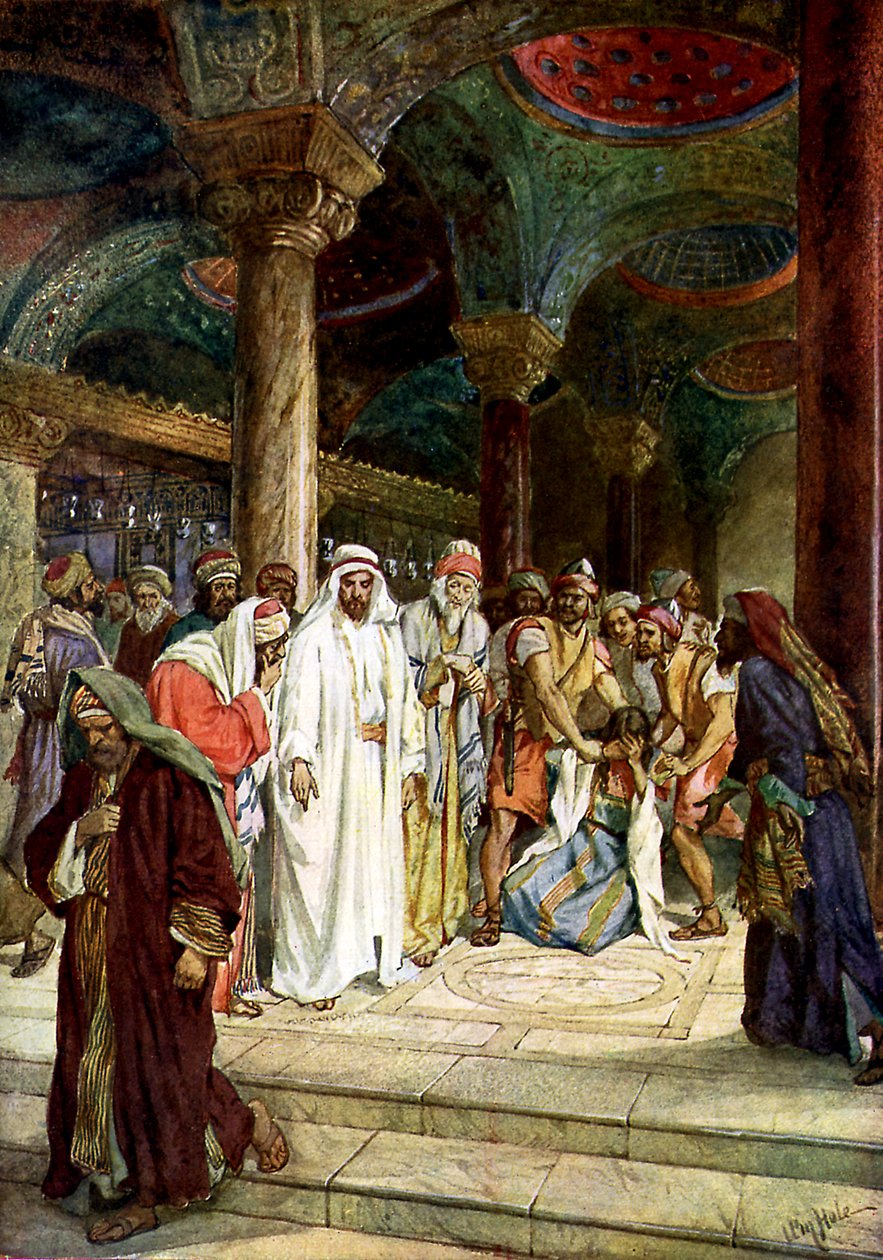 يجلب الفريسيون زانية ليسوع - الكتاب المقدس بواسطة ويليام براسي هول