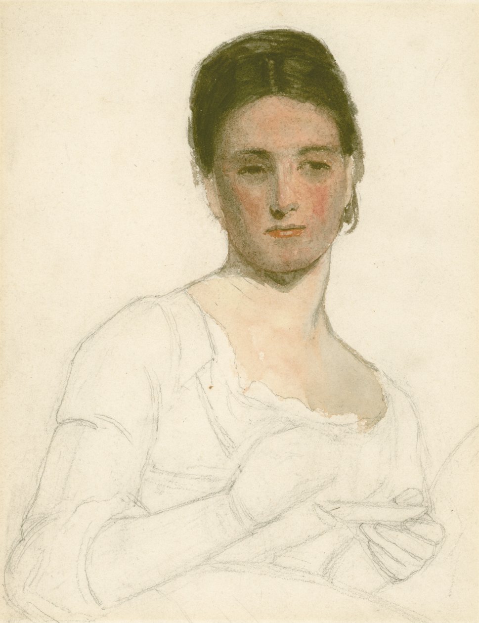 رسم تخطيطي لامرأة شابة تحمل كوبًا وصحنًا ، c.1875 (قلم رصاص ومرحاض على ورق) بواسطة وليام موريس