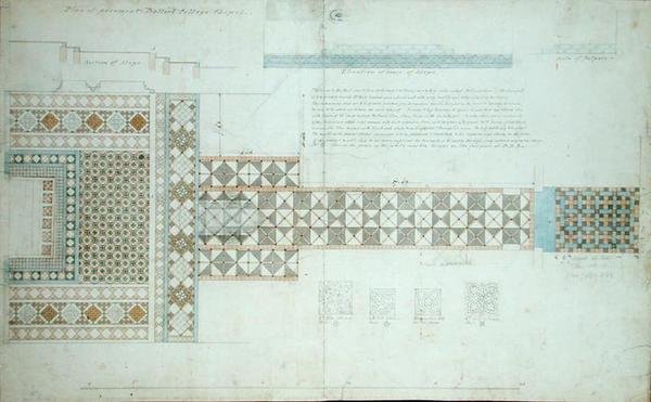 Design for a pement، Balliol College Chapel ، أكسفورد ، 1854-57 (حبر أسود ، قلم رصاص ومرحاض على ورق) بواسطة وليام باترفيلد