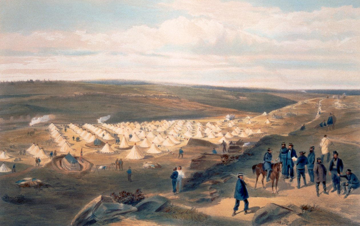 معسكر اللواء البحري ، لوحة من "مقعد الحرب في الشرق" ، حانة. بقلم Paul und Dominic Colnaghi und Co. ، 1856 بواسطة وليام كريميا سيمبسون