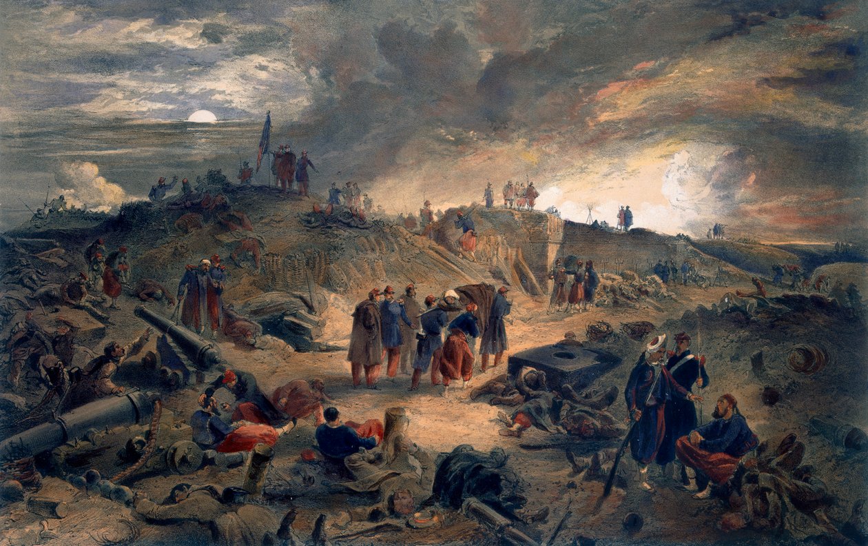 الجزء الداخلي من Malakoff ، لوحة من "مقعد الحرب في الشرق" ، حانة. بقلم Paul und Dominic Colnaghi und Co. ، 1856 بواسطة وليام كريميا سيمبسون