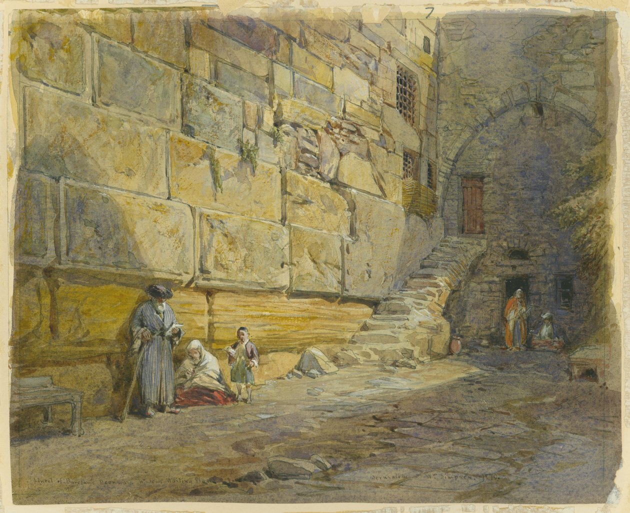 عتب من مدخل باركلي ، بالقرب من مكان اليهود ، القدس ، 1870 (مرحاض وقلم رصاص على ورق) بواسطة وليام كريميا سيمبسون