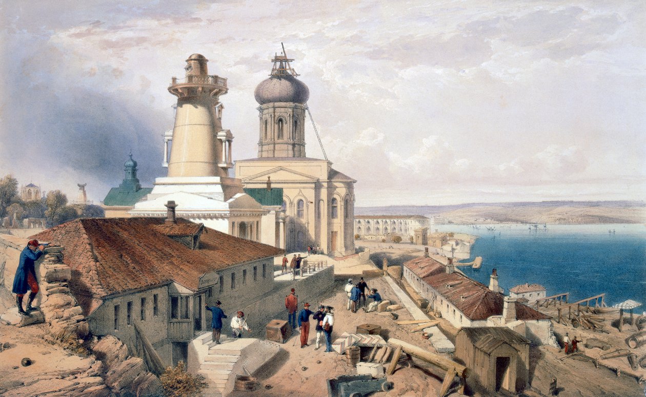الأميرالية ، سيباستوبول ، لوحة من "مقعد الحرب في الشرق" ، حانة. بقلم Paul und Dominic Colnaghi und Co. ، 1856 بواسطة وليام كريميا سيمبسون