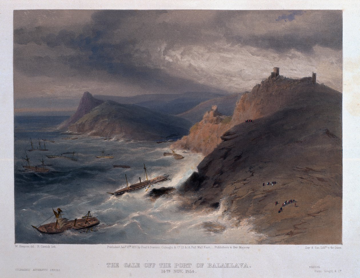 The Gale قبالة ميناء بالاكلافا ، في 14 نوفمبر 1854 ، نقشها R. بواسطة وليام كريميا سيمبسون