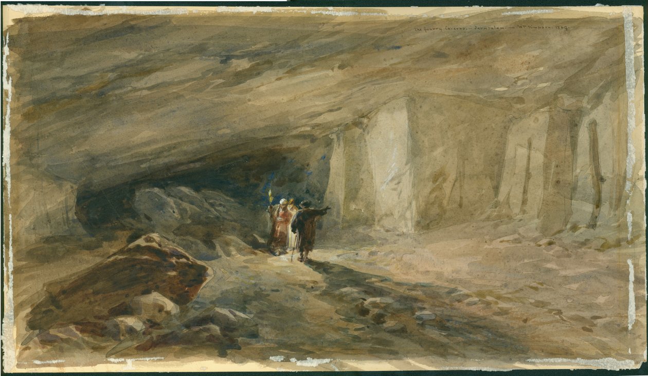 The Quarry Caverns ، القدس ، 1869 (مرحاض وقلم رصاص على ورق) بواسطة وليام كريميا سيمبسون