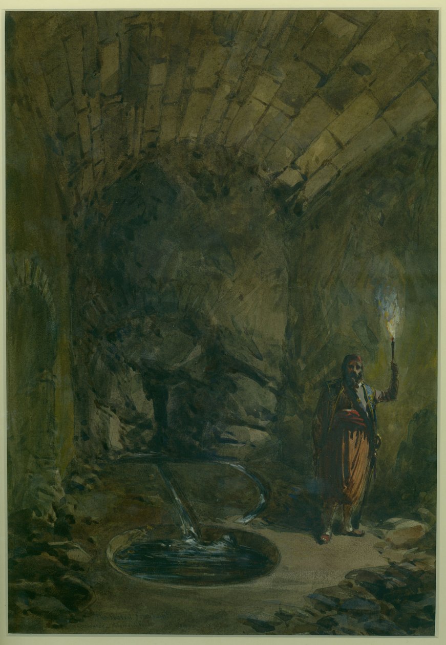النافورة المختومة المصدر - بركة سليمان ، 1870 (مرحاض وقلم رصاص على ورق) بواسطة وليام كريميا سيمبسون