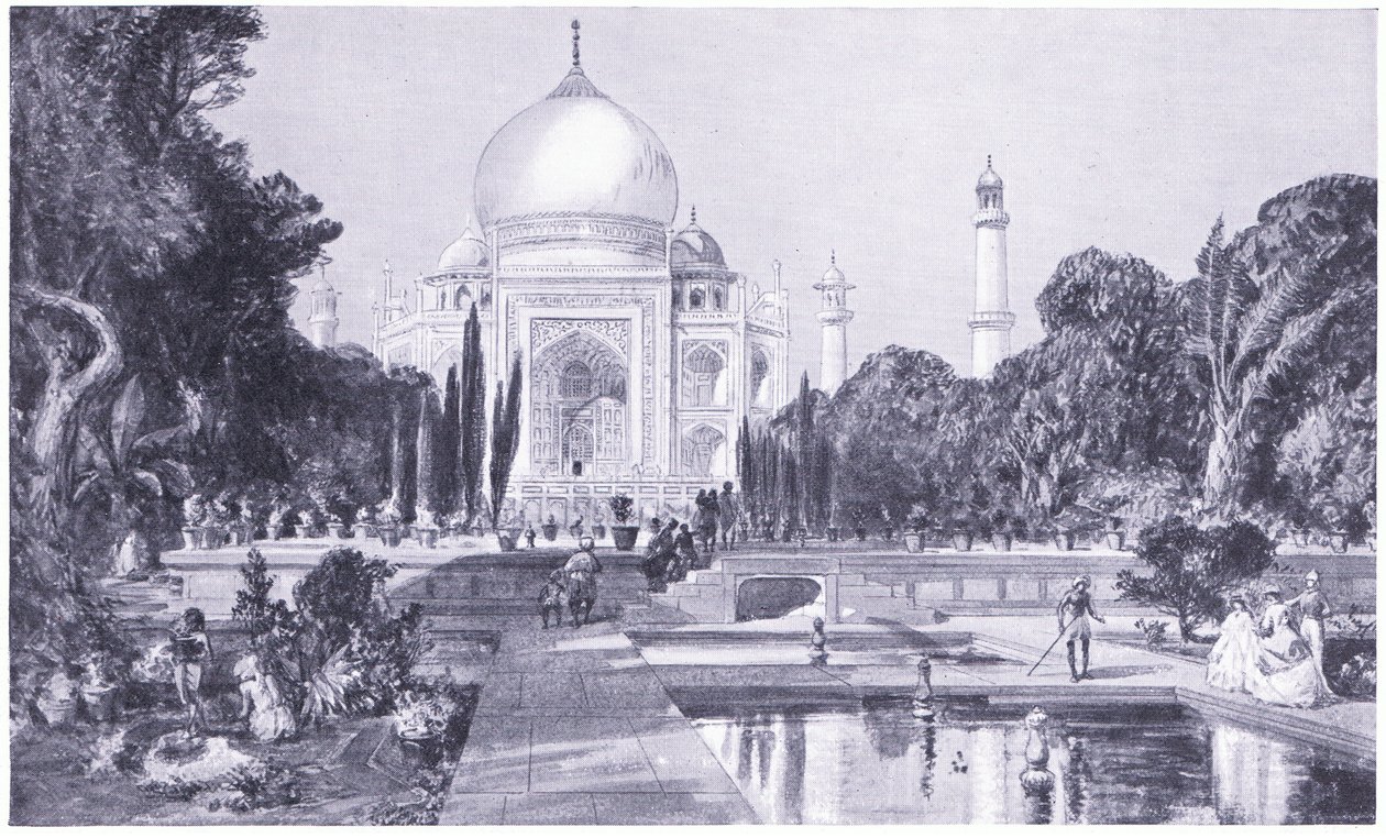 تاج محل في أغرا ، كما ظهر عام 1864 بواسطة وليام كريميا سيمبسون