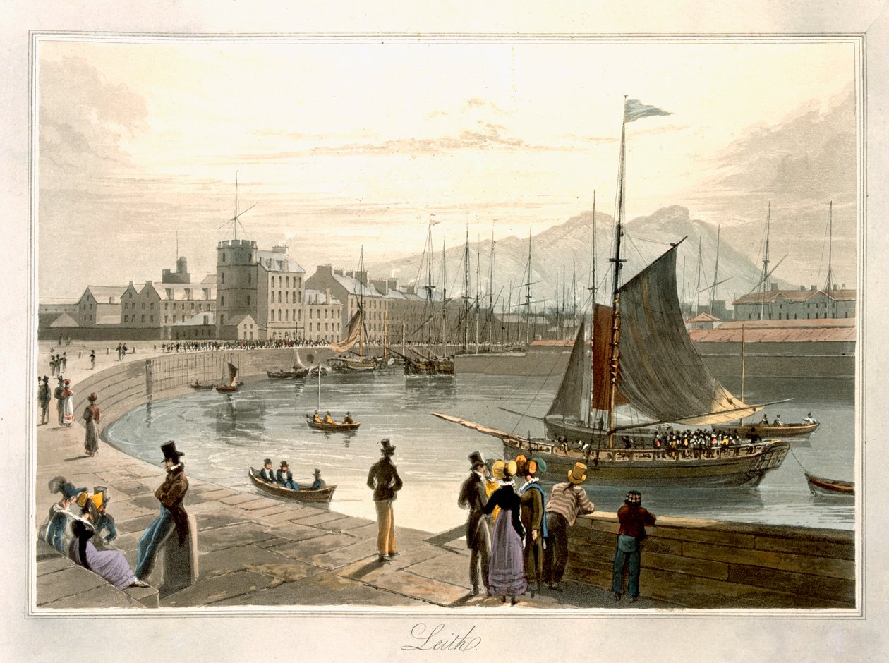 عبارة تصل إلى ليث ، من "رحلة حول بريطانيا العظمى بين عامي 1814 و 1825" نُشرت عام 1829 بواسطة وليام دانييل