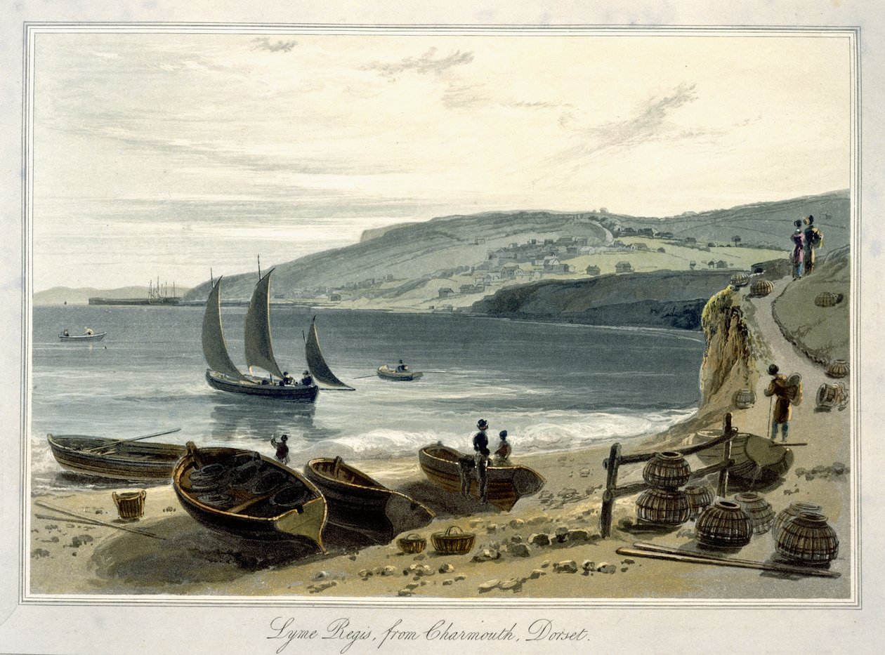 لايم ريجيس ، من شارماوث ، دورست ، من رحلة إلى بريطانيا العظمى بين عامي 1814 و 1825 (أكواتينت) بواسطة وليام دانييل