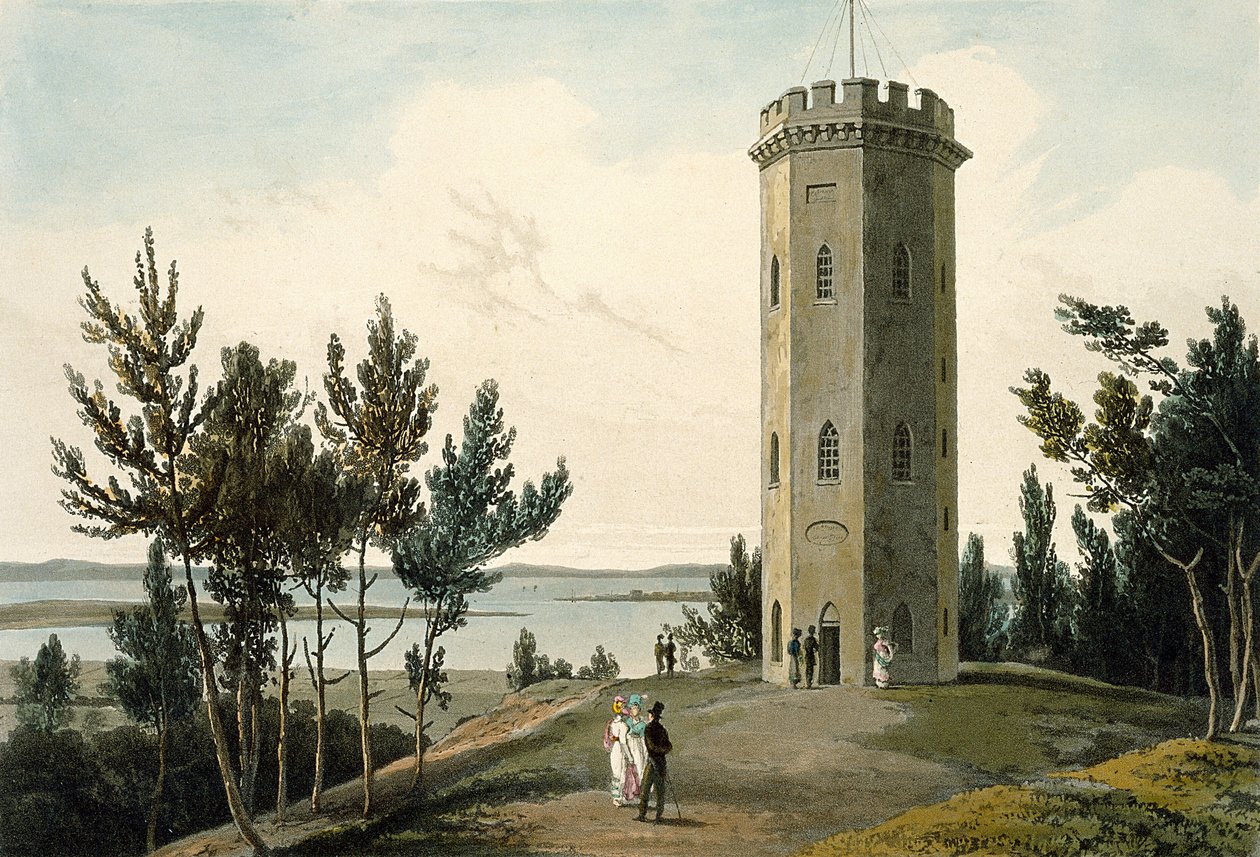 برج نيلسون ، فورس ، من "رحلة حول بريطانيا العظمى التي جرت بين عامي 1814 و 1825" ، نُشر عام 1821 بواسطة وليام دانييل