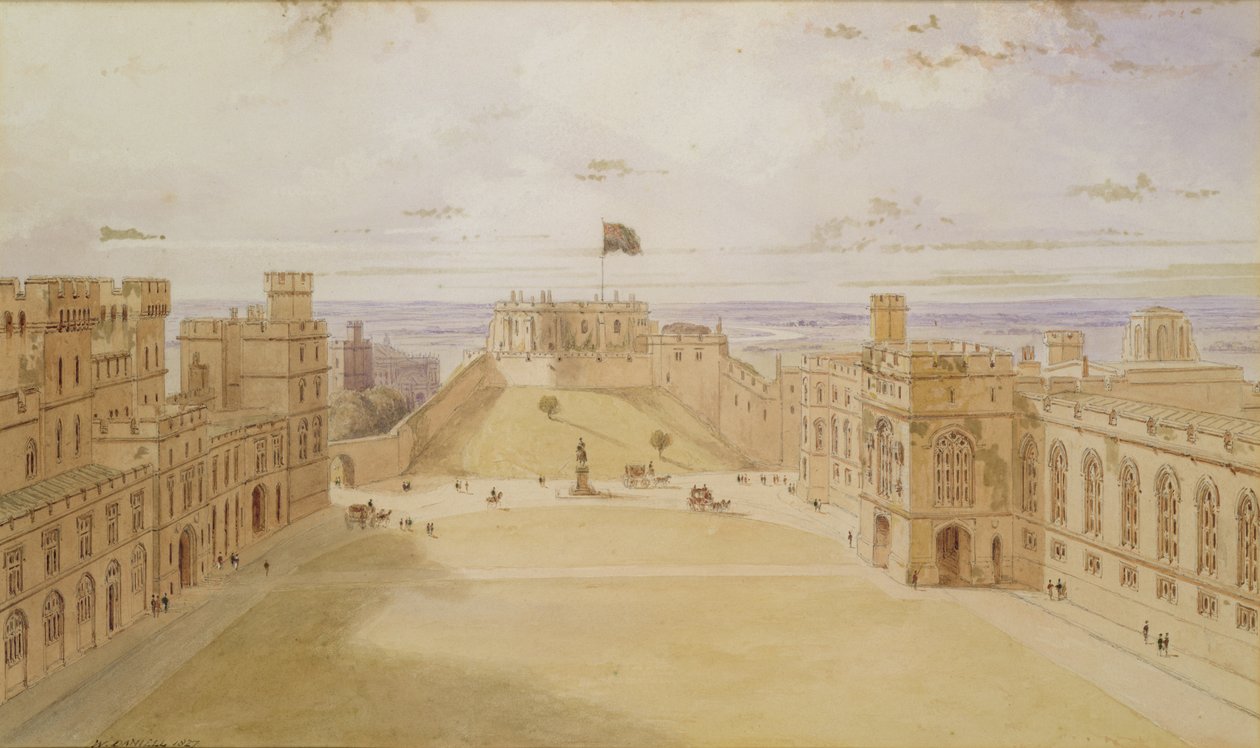 قلعة وندسور ، The Quadrangle ، 1827 (مرحاض على ورق) بواسطة وليام دانييل