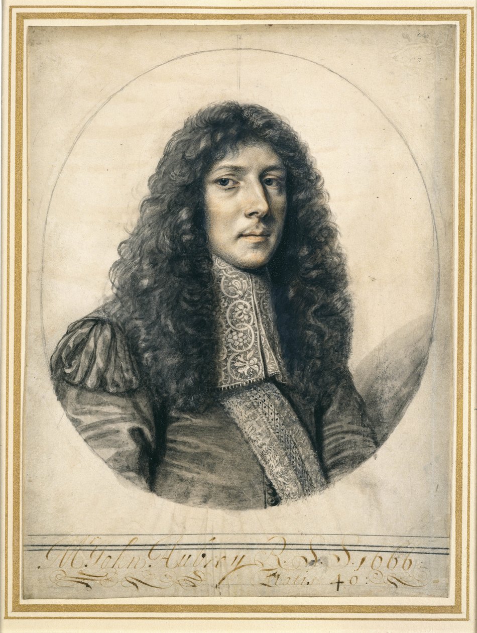 صورة لجون أوبري ، 1666 (الرصاص الأسود والطباشير على الورق) بواسطة وليام فيثورن