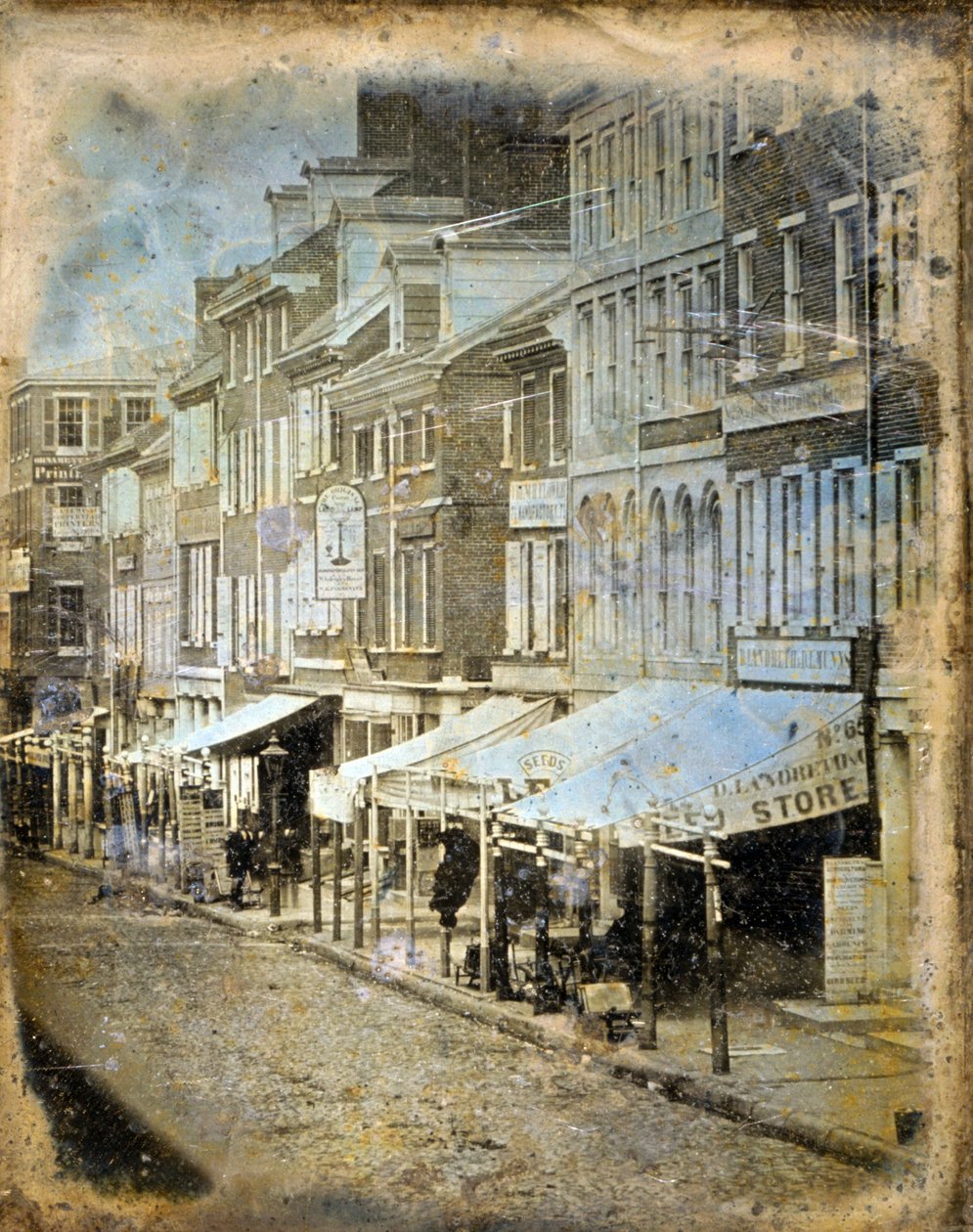الجانب الشمالي من شارع Chestnut ، بين Second Street و Third Street ، فيلادلفيا ، بنسلفانيا ، 1843 (daguerreotype) بواسطة وليام ج. ماسون
