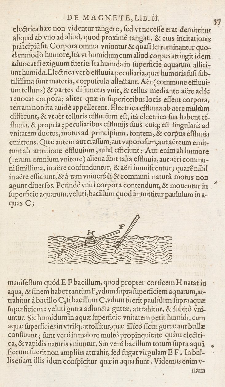 الصفحة 57 من كتاب "De Magnete" بقلم ويليام جيلبرت ، لندن 1600 (طباعة) بواسطة وليام جيلبرت