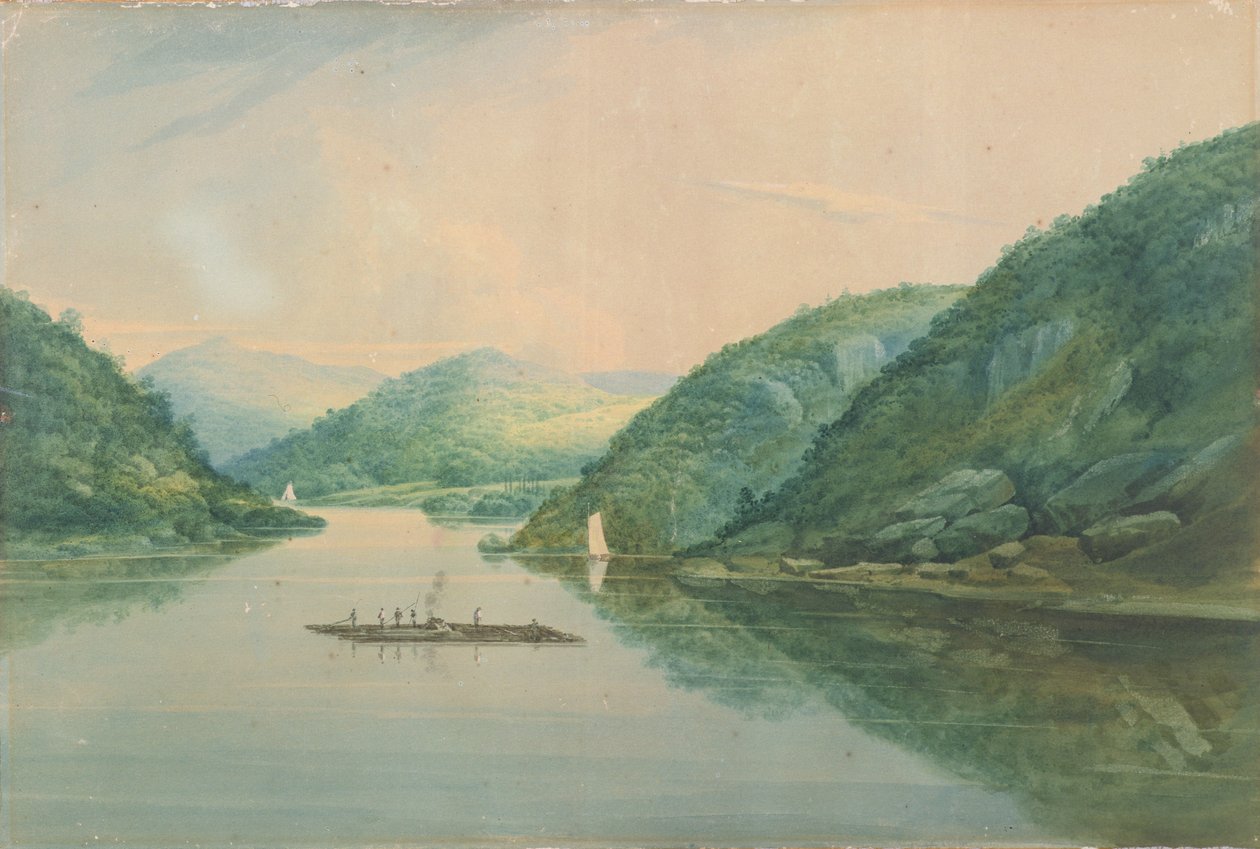 عرض بالقرب من حصن مونتغمري ، نيويورك ، 1820 (مرحاض وجرافيت على ورق) بواسطة وليام غي وول