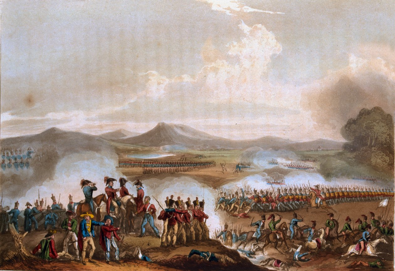 معركة تالافيرا ، 28 يوليو 1809 ، من `` الإنجازات القتالية لبريطانيا العظمى وحلفائها من 1799 إلى 1815 &39;&39; ، نقشها T. Sutherland ، نشرها J.Jenkins ، 1 يونيو 1815 (ألوان مائية) بواسطة وليام هيث