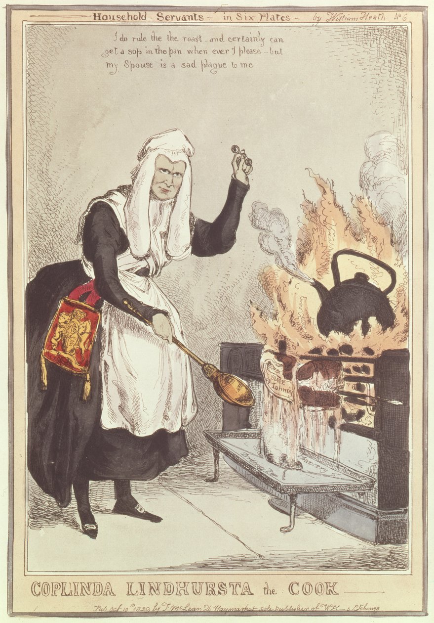 Coplinda Lindhursta the Cook ، رقم 6 من سلسلة خدم المنازل ، نُشر عام 1829 بواسطة وليام هيث