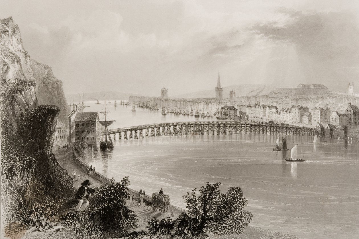 ووترفورد ، أيرلندا ، من "مشهد وآثار أيرلندا" لجورج فيرت ، 1860 بواسطة وليام هنري بارتليت