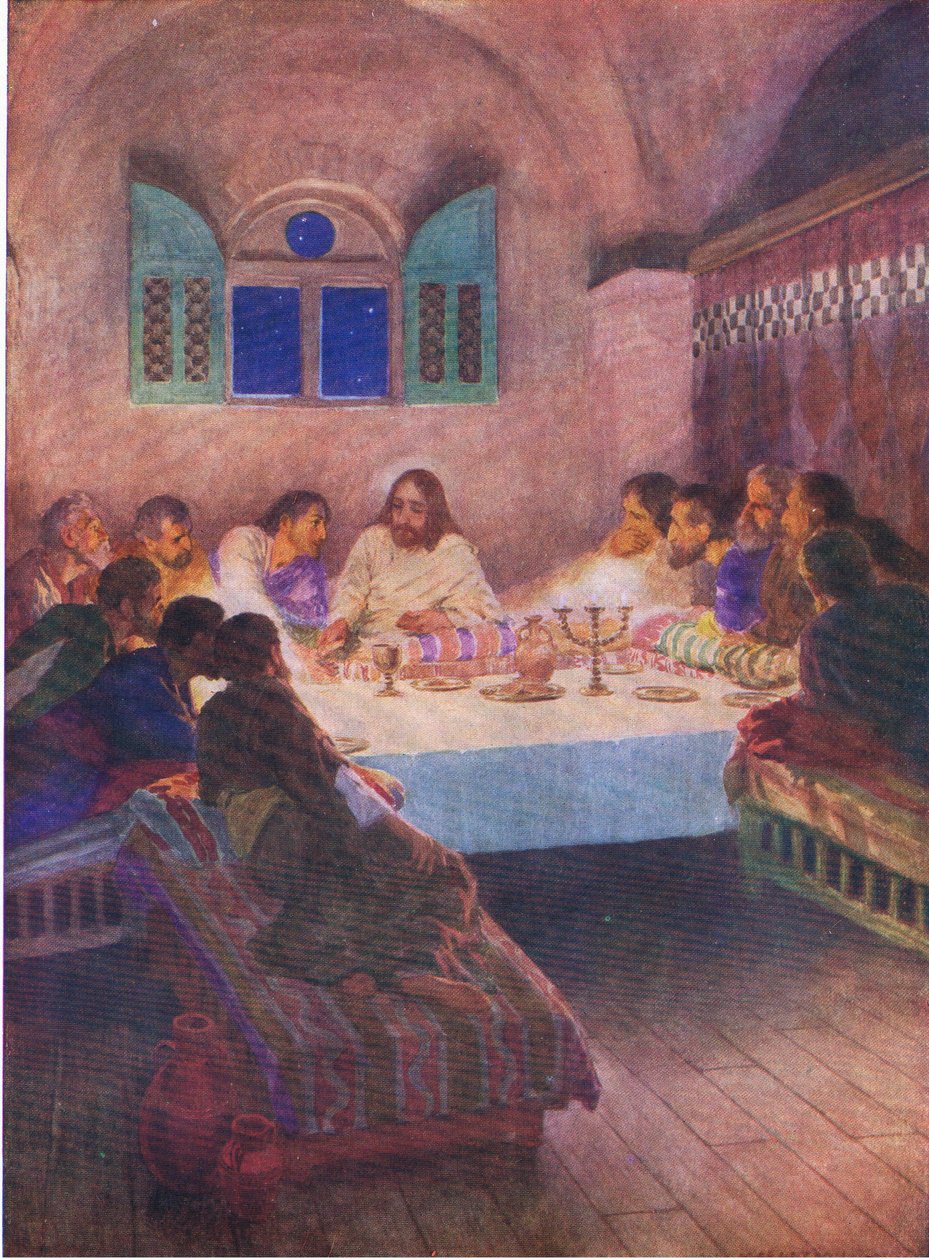 العشاء الأخير ، من كتاب مصور الكتاب المقدس الذي نشره توماس نيلسون ، ج 1950 بواسطة وليام هنري مارجيسون
