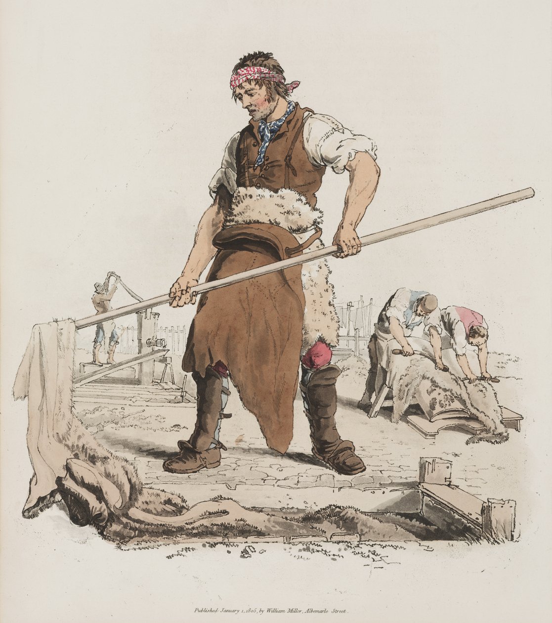 دباغة ، من زي بريطانيا العظمى ، 1805 (ألوان مائية يدوية) بواسطة وليام هنري باين