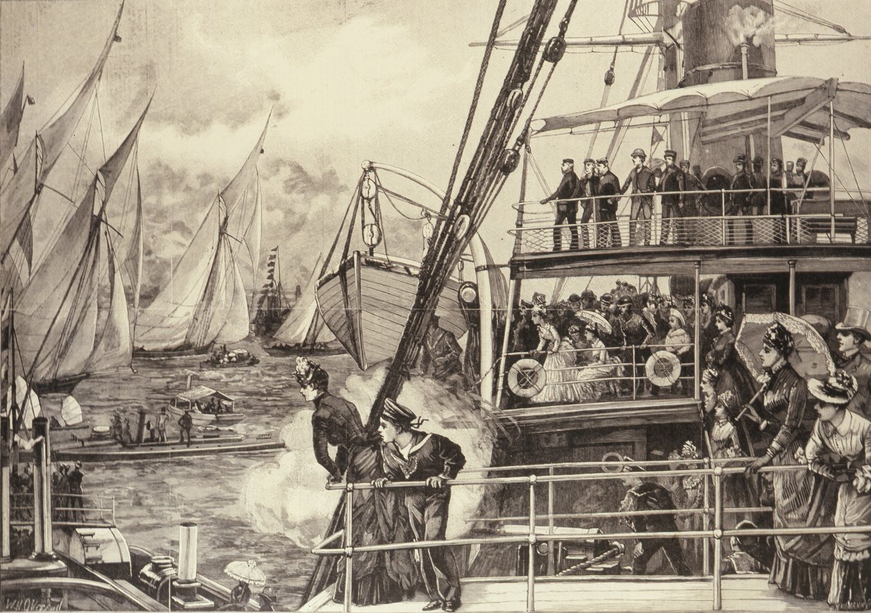 أمير ويلز يبدأ سباق اليوبيل لليخوت ، من أخبار لندن المصورة ، 25 يونيو 1887 بواسطة وليام هيشام بعد أوفرند