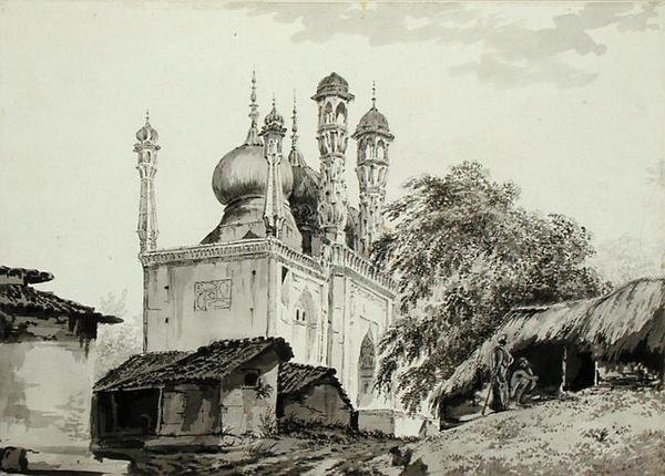مسجد في غازيبور ، ج .1781 (قلم رصاص ، قلم ، حبر وغسل على ورق) بواسطة وليام هودجز