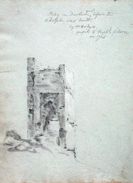 ادرس في ساحة دورهام قبل بناء أديلفي ، من كتاب كروكي إيطالي تابع لريتشارد ويلسون (1714-1782) (طباشير على ورق) بواسطة وليام هودجز